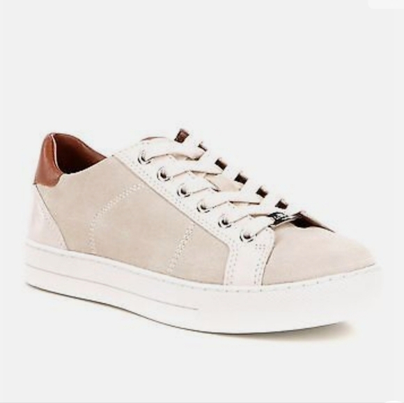 Coach Shoes - NEW Coach Paddy Beige Suede Leather Chalk-Oatmeal / Saddle Brown Sneakers